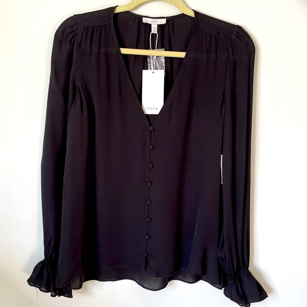 NWT joie float button up black top